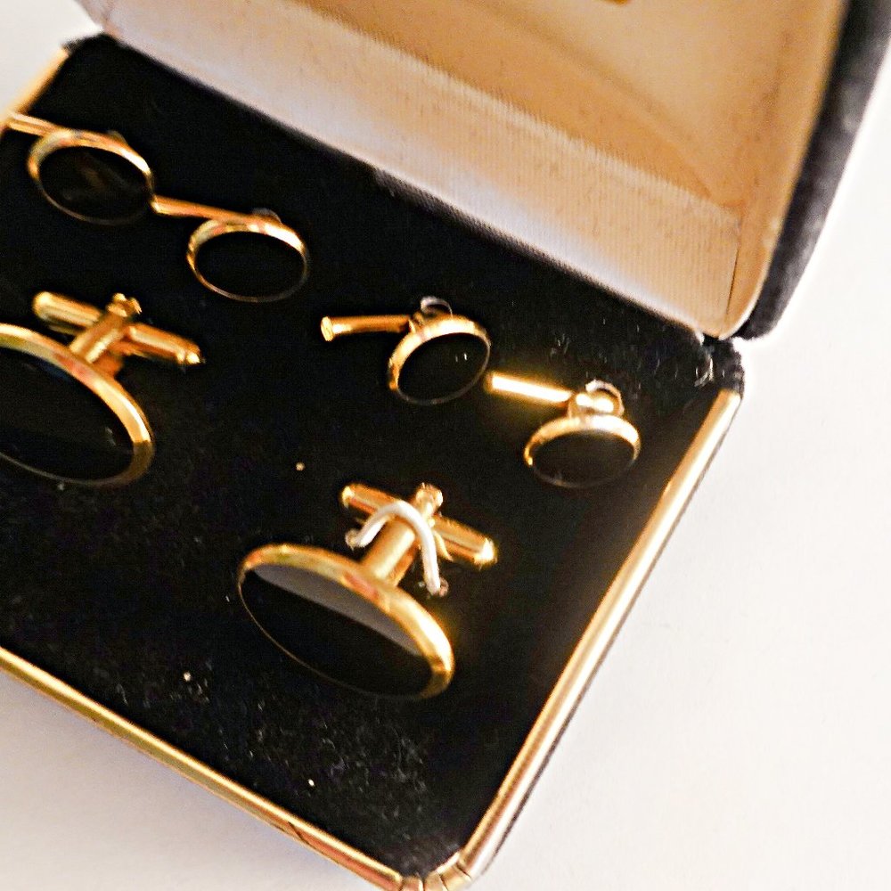 Gemstone Tuxedo Cufflinks And Studs - image 1